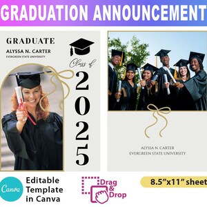 Class of 2025 Graduation, Announcement Canva Template, Editable Graduation Invitation,Modern Photo Invitation Template,Canva Template A1197