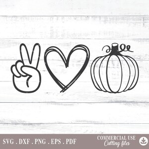 Peace Love Pumpkin Svg, Halloween Svg, Halloween Tree, Pumpkin Svg, Fall Svg, PNG 300 dpi, digital download, Silhouette - AB167