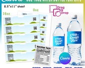 8oz,16oz Water Bottle Label Template, Water Bottle label Template, Water Bottle Sticker, Water Bottle Mockup, 8oz,16oz Water Bottle  AB836