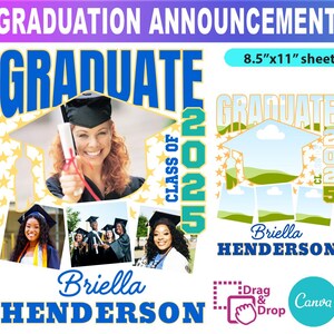Graduate 2025 Template for Canva, Graduation Design, Editable Graduation Template, Senior 2025 Editable,Senior Class of 2025 Add Photo A1199