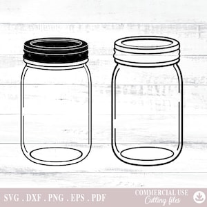 Mason Jar Svg, Glazen Pot Svg, Lege Jar Svg, dxf png Snijden Bestanden voor Cricut, Svg Cut Files