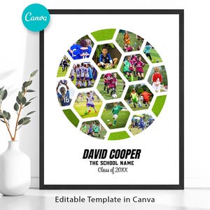 Colagem de fotos de futebol, modelo Canva, presente de treinador de futebol, colagem de fotos de bola de futebol, colagem de fotos de esporte, colagem de fotos de aniversário - A1150