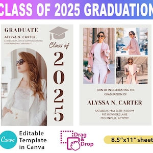 Class of 2025 Graduation, Announcement Canva Template, Editable Graduation Invitation,Modern Photo Invitation Template,Canva Template A1196