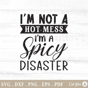 I’m not a hot mess i’m a Spicy Disaster Svg, Mom Life SVG, Instant Download, Silhouette, Commercial use, Funny Saying Quote - A814