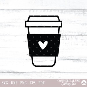 Coffee Cup Svg, Instant Download, Coffee Cup Silhouette, Coffee Cup with Heart, Coffee Cup Clipart, svg cut Files for Cricut