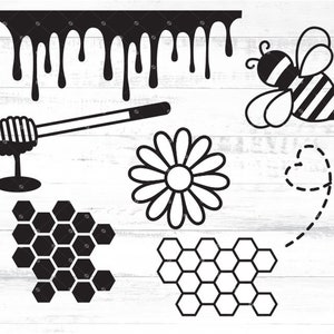 Honey Bee Bundle Svg Cutting Files, HoneyDripper Svg, Bee Svg, Daisy Svg, Honeycomb Svg, Honey Bee Clipart