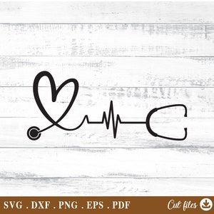 Heart Stethoscope Svg, Nurse Stethoscope, for Cricut Silhouette, svg, dxf, eps, png - AB034