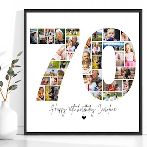 70th Birthday Photo Collage Template, Editable 70th Birthday, 70th Birthday Photo Collage Template, Number 70, 70th Birthday Canva - A1132