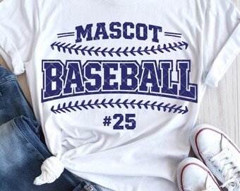 Ontwerp van een gepersonaliseerde honkbalmascotte met typografie | Vintage sportlogo | Teamnummer shirtafbeelding | Honkbal kledingprint - AB936