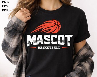 Logo-ontwerp voor een basketbalmascotte | Basketbalmascotte SVG | Modern sportteamembleem | Stoer sportief vectorlogo | Basketbalsport SVG AB940