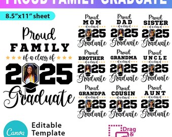 Família orgulhosa, formatura de 2025, modelo de formatura de 2025 no Canva, design personalizado de 2025, formatura editável, mãe orgulhosa, formatura em PNG - AB777
