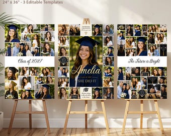 9 Vorlagen für Abschlussfotocollagen, bearbeitbare Canva-Vorlage für Abschlusstafeln, druckbares Poster für die Jahrgänge 2026 und 2027, 18x24, 20x30, 24x36 Zoll – AB981