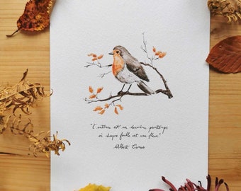 A5 watercolor poster - Robin