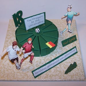 Geldgeschenk zum 18., 30., 40., 50., 60., 70., 80. Geburtstag, Torte, Fußballfan, Geld verpacken, Fußball, Geschenkverpackung, NEU