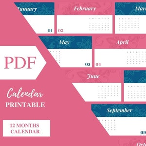 Printable 2021 Calendar | Printable Editable PDF on Canva | Vertical Blue Pink