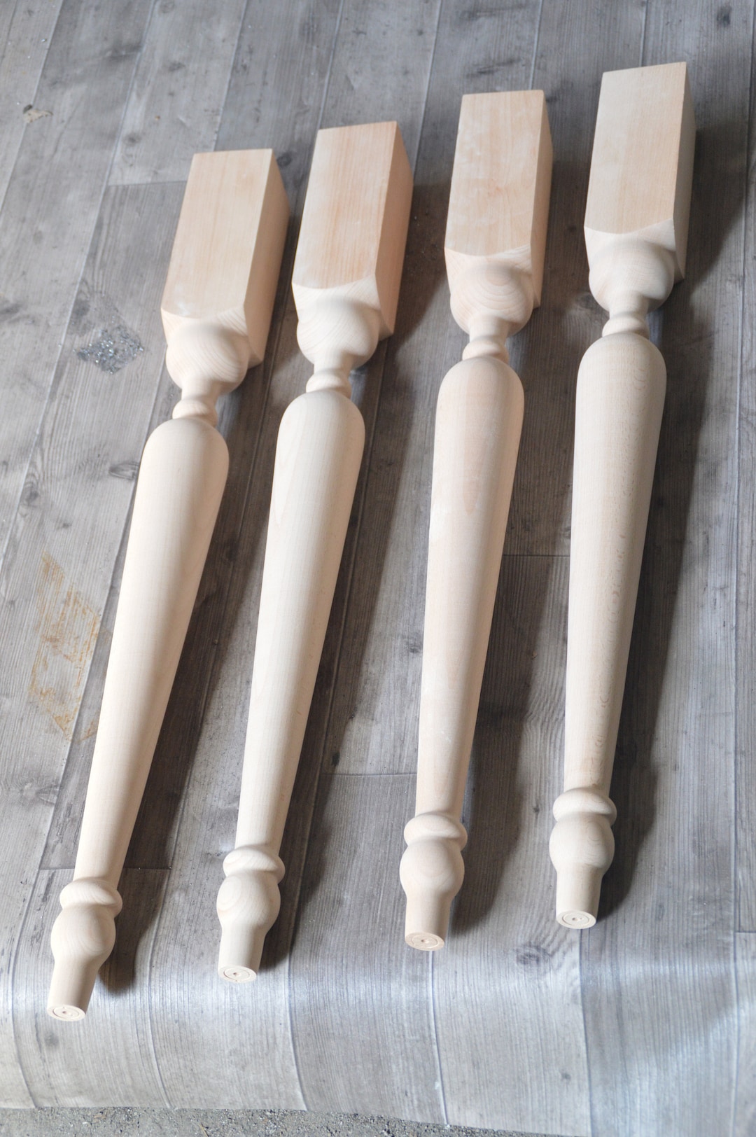 Set of 4 Farmhouse Wood Dining Table Legs. Premium Quality Made in EU