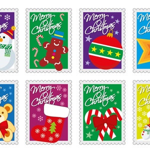 Pegatinas de Navidad - 32 Hoja de pegatinas de ilustración de sellos de invierno de Navidad