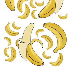 Adesivos de banana - 20 folhas de adesivos artesanais de diário de ilustração de banana