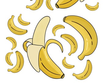 Banana stickers - 20 Banana Illustration planner diary craft sticker sheet