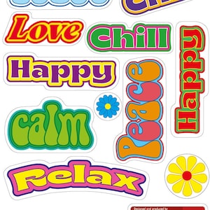 Adesivi hippie - Foglio adesivo Peace Love Flowers