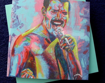 Blank Freddie Mercury Greeting Card -  Queen Christmas Birthday Card