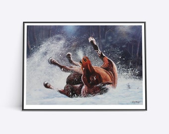 Pferd Kunstdruck - Winter Reiter Poster Kunstdruck