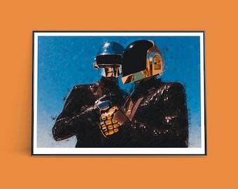Daft Punk Art Print - Digital Illustration Music Poster Art Print