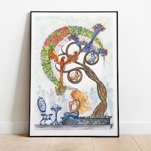 Lebanese Art Print "Gathering" - Colourful Abstract Fantasy Art Poster Print