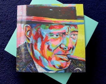 Blank Winston Churchill Greeting Card -  Christmas Birthday Card