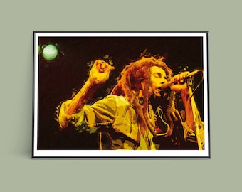 Bob Marley Art Print - Digital Illustration Music Poster Art Print
