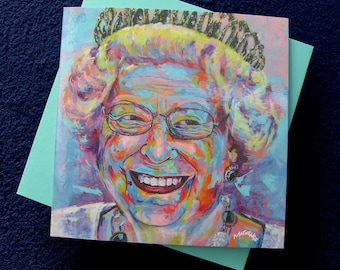 Tarjeta de felicitación de la Reina Isabel II en blanco - Tarjeta de cumpleaños navideña