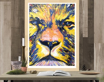 Abstract Lion Art Print - Animal Decor African Poster Art Print