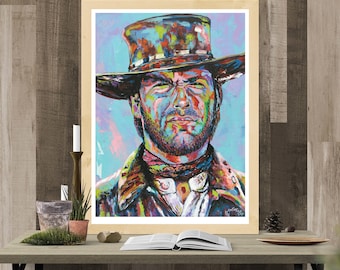 Clint Eastwood Art Print -  Cowboy Western Movie Poster Art Print