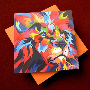 Carte de vœux Lion vierge - Carte de la faune d’anniversaire de Noël