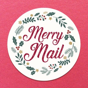 Merry Mail Christmas Stickers - Christmas gift packing sticker sheet