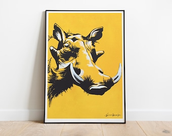 Warthog Graphic Art Print - Animal Decor African Poster Art Print