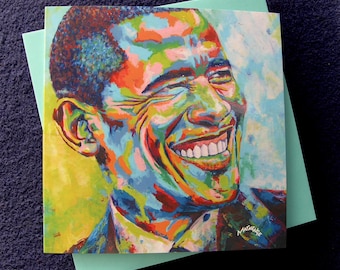 Blank Barack Obama Greeting Card -  Christmas Birthday Card