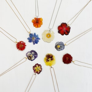 Personalized birth flower necklace - real pressed flower pendant - birthday gift - stainless steel - resin flower jewelry (J/NECK BIR 1)