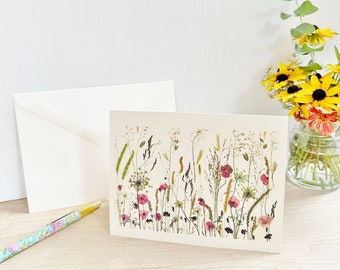Provence in Princeton - Flowers and Grasses Greeting Card - NJ gift - folded 5x7 blank card and envelope - floral stationery (M/CARD PRO 1)