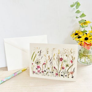 La Provence à Princeton - carte de voeux fleurs et graminées - cadeau NJ - carte vierge pliée 5 x 7 et enveloppe - papeterie florale (M/CARD PRO 1)