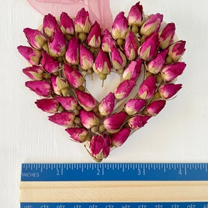 Heart ornament with real dried roses heart covered with pink rosebuds made in NJ dry flowers holiday ornament M/HEAR ROS 2 image 3