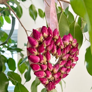 Heart ornament with real dried roses heart covered with pink rosebuds made in NJ dry flowers holiday ornament M/HEAR ROS 2 image 7