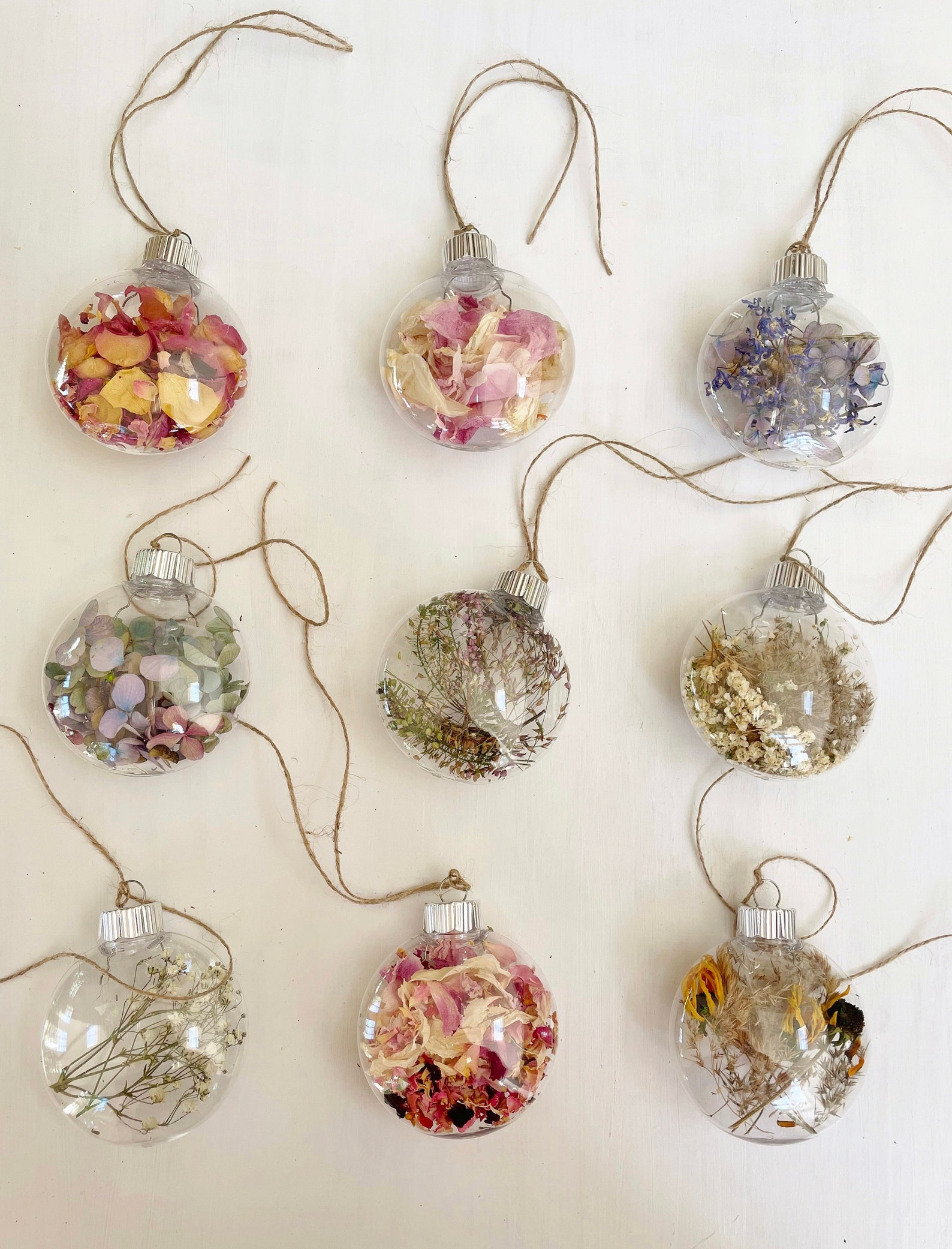 Dried Flower Ornament - Christmas Tree Ornament Filled With Real ...