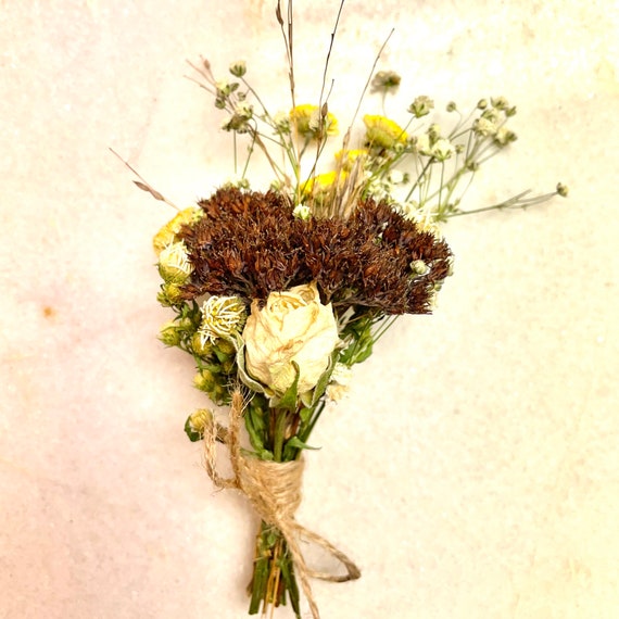 Whimsical Dried Flowers Bouquet, Bridesmaids Bouquet, Rustic Dry