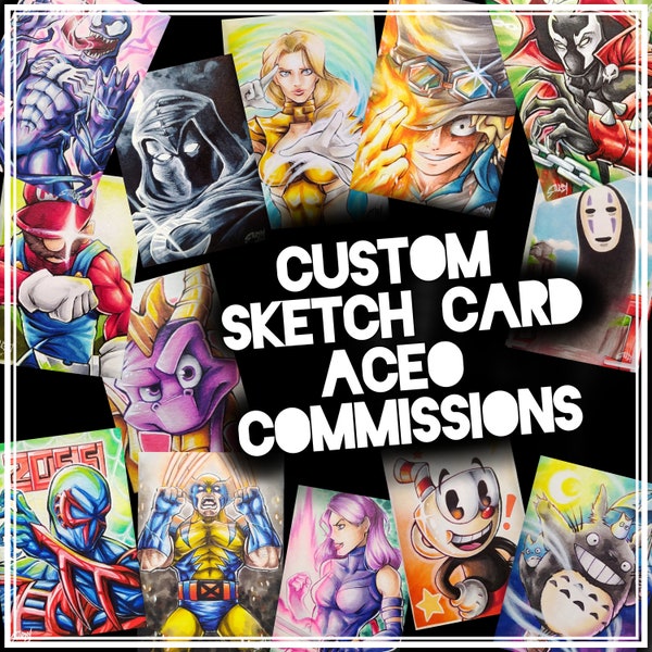 Custom Sketch Card Commissions - 2.5x3.5" - Original piece - Comics/Manga/Anime/Gaming/Pop culture - Artist card ACEO