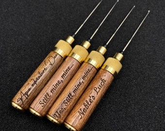 Custom Engraved Walnut and Brass Baiting Needle (Carp fishing, Course Fishing)