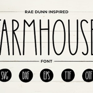 Farmhouse Font - Rae Dunn Font, Skinny Font for Cricut Project | Rae Dunn Inspired, Rae Dunn SVG, Rustic Country Font for SVG Design