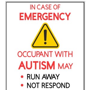 Matte In Case of Emergency Occupant with Autism  Decal Sticker