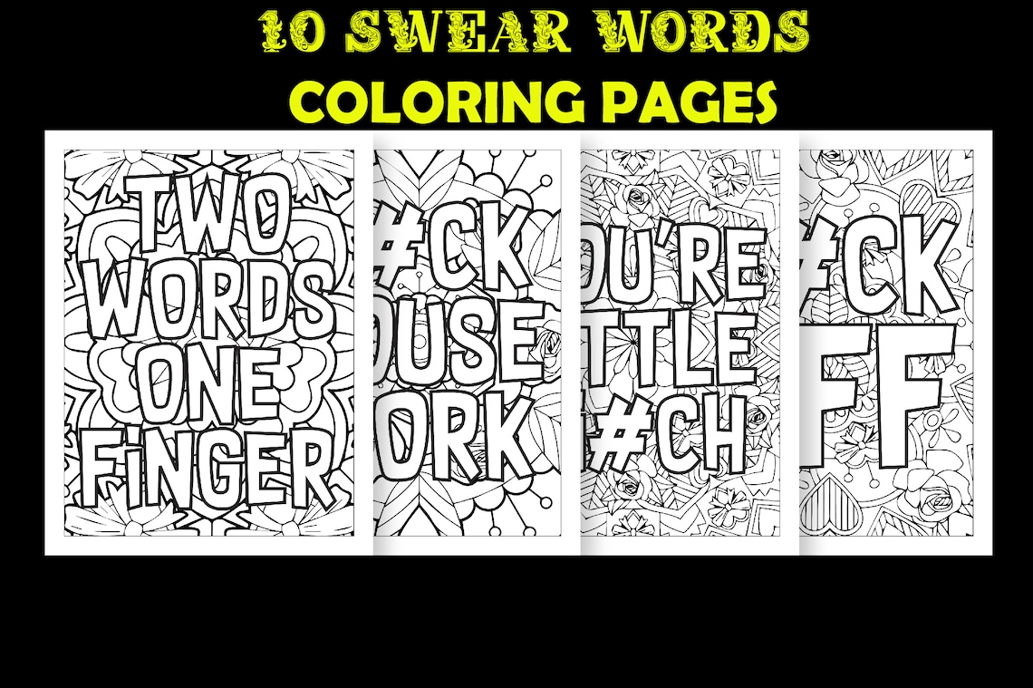 Swear Chart.pdf 10 Swear Words Coloring Pages PDF - Etsy