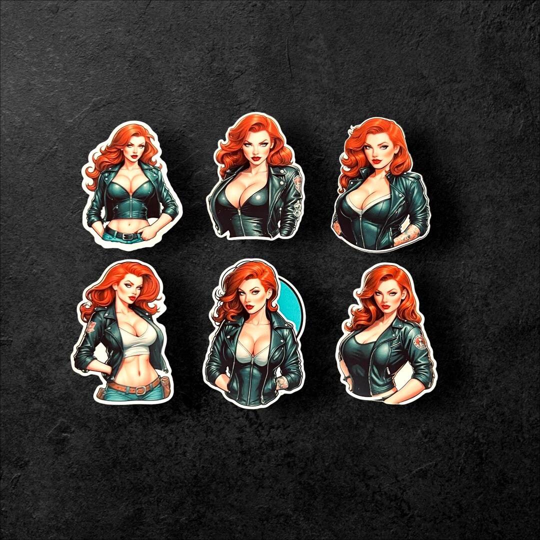 Pin Up Vector Stickers Vintage Pin-up Girl Stickers: Retro Glamour Decals (set of 6) - Etsy